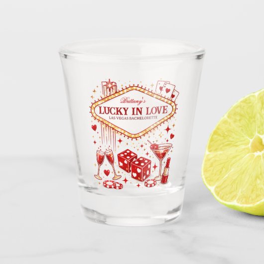 Glückliches Liebesglück Junggesellinnenabschied Ca Schnapsglas (Vorderseite)