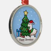 Glückliches Llamadays Silbernes Ornament (Rechts)