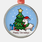 Glückliches Llamadays Silbernes Ornament (Vorne)