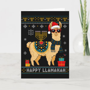 Glückliches Llamakah Lustiger Hässlicher Hanukkah Karte