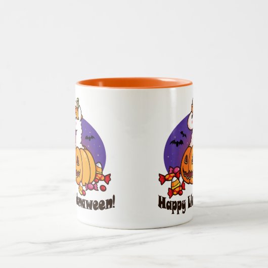 Glückliches Llamaween Zweifarbige Tasse (Mittel)