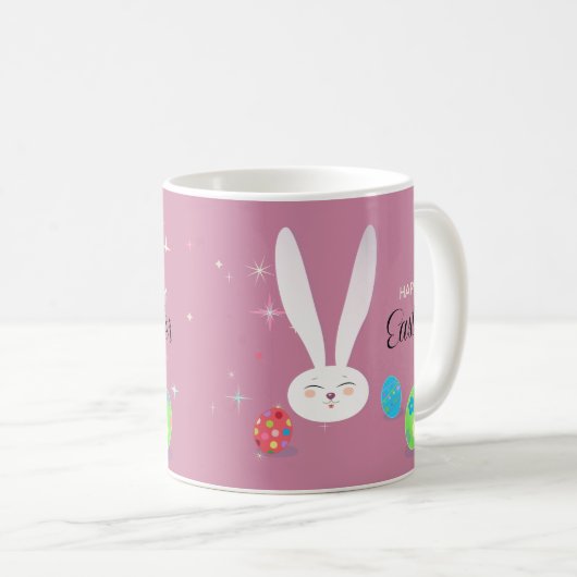 Glückliches lustiges Häschen Ostern Kaffeetasse (VorderseiteRechts)