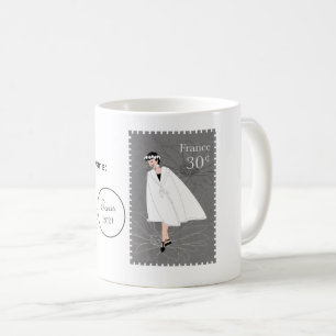 Glückliches Mädchen Frankreich Stempel Kunst Anpas Kaffeetasse