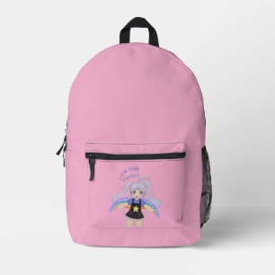 Glückliches Mädchen Handgezeichnete Illustration – Bedruckter Rucksack