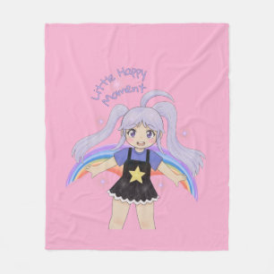 Glückliches Mädchen Handgezeichnete Illustration – Fleecedecke