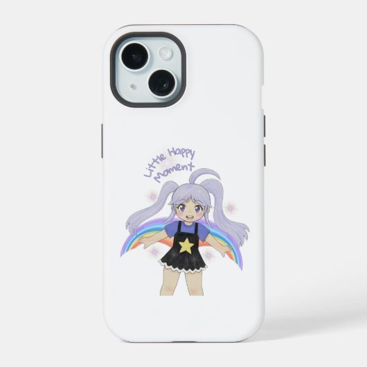 Glückliches Mädchen Handgezeichnete Illustration – iPhone 15 Hülle (Rückseite)