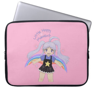 Glückliches Mädchen Handgezeichnete Illustration – Laptopschutzhülle