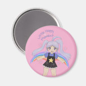Glückliches Mädchen Handgezeichnete Illustration – Magnet (Vorderseite/Rückseite)