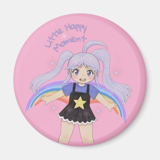 Glückliches Mädchen Handgezeichnete Illustration – Magnet (Vorne)