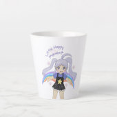 Glückliches Mädchen Handgezeichnete Illustration – Milchtasse (Vorderseite)