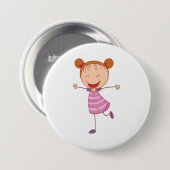 Glückliches Mädchen Stickfigur Oranger Haar Dutt Button (Vorne & Hinten)