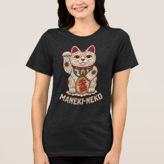 Glückliches Mahjong-Katzen-Shirt Maneki Neko T-Shi Tri-Blend Shirt