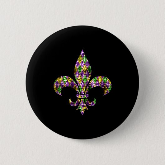 Glückliches Mardi Gras Karneval New Orleans Fleur Button (Vorderseite)