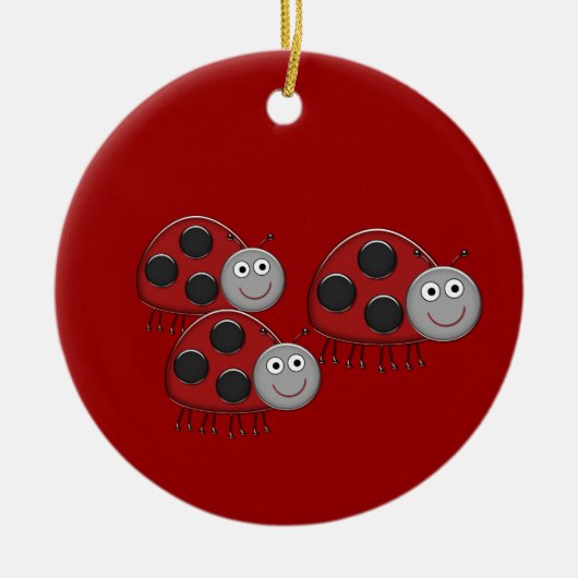 Glückliches Marienkäfer-Ornament Keramikornament (Vorne)