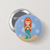 Glückliches Meerjungfrau schwimmen Button (Vorne & Hinten)