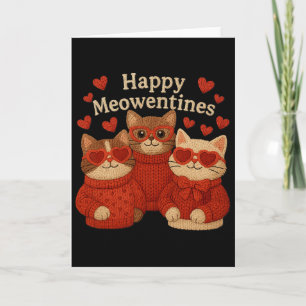 Glückliches Meowentines Katzen-Garn-Häkeln Coquett Karte
