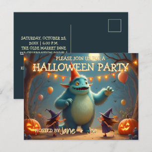 Glückliches Monster-Halloween-Party für Kinder Feiertagspostkarte