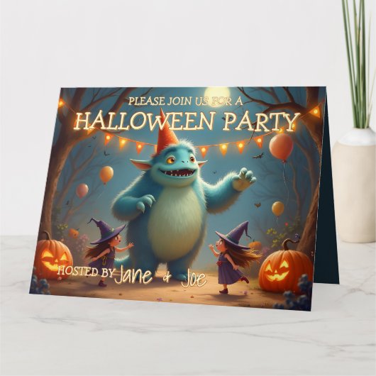 Glückliches Monster-Halloween-Party für Kinder Karte (Vorderseite)