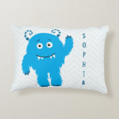 Glückliches Monster mit Vorname, kleines Kind Dekokissen (Rückseite)