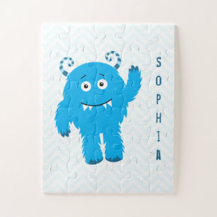 Glückliches Monster mit Vorname, kleines Kind Puzzle