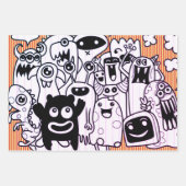 GLÜCKLICHES MONSTERS Wrapping Paper Flat Sheet Set Geschenkpapier Set (Vorderseite 2)