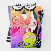 GLÜCKLICHES MONSTERS Wrapping Paper Flat Sheet Set Geschenkpapier Set (Beispiel)