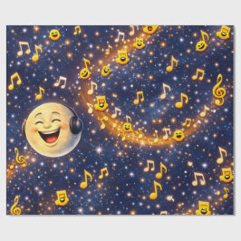 Glückliches musikalisches Mond-Galaxie-Einwickelpa Geschenkpapier