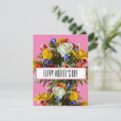 GLÜCKLICHES MÜTTERTAG BLUME FLORALKOPF EINLADUNG (Stehend Vorderseite)