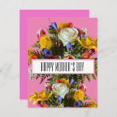 GLÜCKLICHES MÜTTERTAG BLUME FLORALKOPF EINLADUNG (Vorne/Hinten)