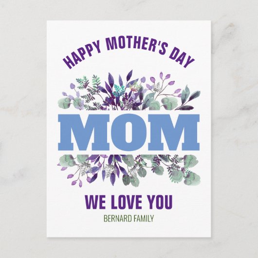 GLÜCKLICHES MUTTERTAG MAMA GESCHENKT POSTKARTE (Vorderseite)