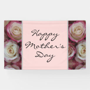 Glückliches Muttertagskript Rosa Rosa Floral Banner
