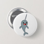 Glückliches Narwhal Button (Vorne & Hinten)