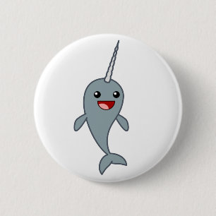 Glückliches Narwhal Button