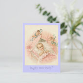 glückliches neues Baby! Ankündigungspostkarte (Stehend Vorderseite)