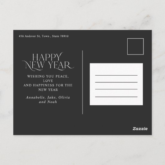 glückliches neues Jahr 1 Foto botanischer Blumenur Postkarte (Rückseite)