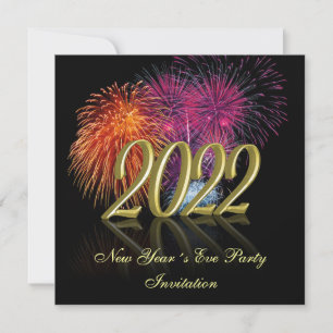 Glückliches Neues Jahr 2022 Feuerwerk Einladung