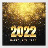 Glückliches neues Jahr 2022 Gold Black Business Sh Fensteraufkleber (Blatt)