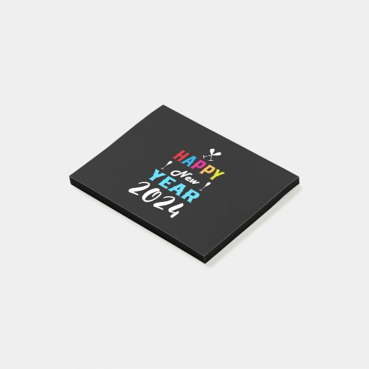 glückliches neues Jahr 2024 (9) Post-it Klebezettel (angewinkelt)