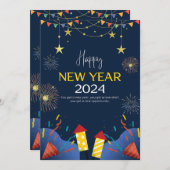 glückliches neues Jahr 2024 Feiertagskarte (Vorne/Hinten)