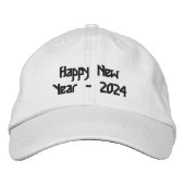 Glückliches neues Jahr 2024 gedruckter schwarzer T Bestickte Baseballkappe (Vorderseite)
