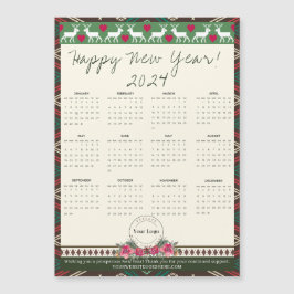 Glückliches neues Jahr 2024 Magnetic Calendar Benu Magnetkarte