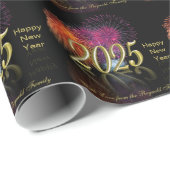 Glückliches neues Jahr 2025 Gold Fireworks Geschenkpapier (Rolleneckpunkt)