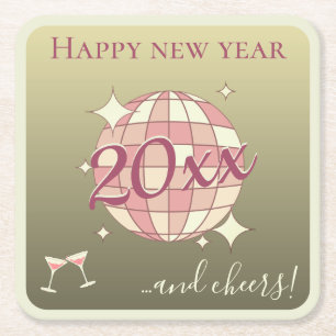 Glückliches neues Jahr 2025 Jahre vor der rosa Gol Rechteckiger Pappuntersetzer