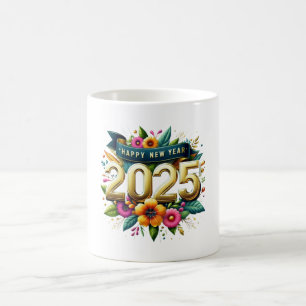 glückliches neues Jahr 2025 Kaffeetasse