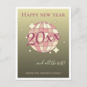 Glückliches neues Jahr 2025 Rosa Gold Grußkarte Postkarte (Vorderseite)