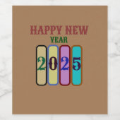 glückliches neues Jahr 2025 Weinetikett (Einzelnes Label)