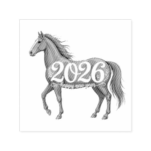 Glückliches neues Jahr 2026 - Illustration zum Rot Permastempel (Design)