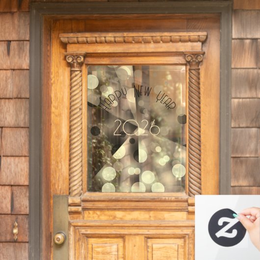 Glückliches neues Jahr 2026 moderne Goldblasen Fensteraufkleber (Haustür)
