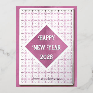 Glückliches neues Jahr 2026 Silbermuster Folien Feiertagspostkarte