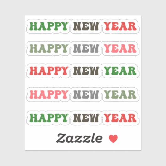 glückliches neues Jahr Aufkleber (Blatt)